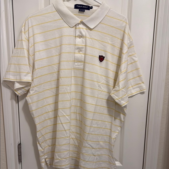 Polo by Ralph Lauren Men's White and Yellow Striped Shirt Size XL - Picture 1 of 2